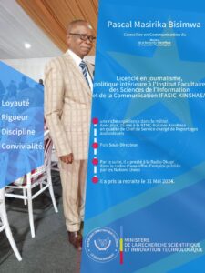 Lire la suite à propos de l’article Kinshasa : le célèbre et expérimenté journaliste congolais Pascal Masirika Bisimwa nommé conseiller en communication du Ministre Gilbert Kabanda Kurhenga de la Recherche Scientifique et Innovation Technologique.